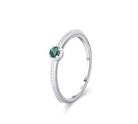 Dsnyu Anelli in argento 925 donne, anello di nozze piccolo zircone verde argento gioielli regalo per il compleanno, 20 (19,1), Zirconia cubica