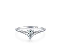 Dsnyu Anelli in argento 925 donne, fedi nuziali, due pezzi, a forma di V, con zircone gioielli in argento, 20 (19,1), Zirconia cubica