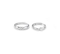 Dsnyu Anelli per partner in argento 925, anelli per coppie, set di fidanzamenti, gioielli di dimensioni regolabili, Verstellbar, Senza Gemstone