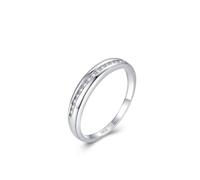 Dsnyu Anello da donna in argento 925, fede nuziale, micro-pavé geometrico con zirconia cubica, forma rotonda, argento, 59, Zirconia cubica