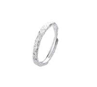 Dsnyu Anello di Fidanzamento Coppia Regolabile Coppia Coppia Coppia Argento Sterling S990 Texture Bosselata Martellata A Mano, Réglable, Senza Gemme