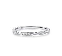 Dsnyu Anello di fidanzamento in argento 925, da donna, con fascia di Möbius intrecciata, con zirconia cubica, rotonda, argento, 49, Zirconia cubica