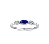 Dsnyu Anello di fidanzamento in argento 925, fedi nuziali per le donne, semplice pietra a tre zirconi, forma ovale, gioielli in argento, 57 (18.1), Zirconia cubica
