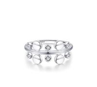 Dsnyu Anello in argento 925, anello da matrimonio, bolla rotonda con zirconia cubica e argento da donna, regalo per compleanno, 56.5, Zirconia cubica