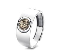 Dsnyu Anello in argento 925 da donna con fede nuziale, grande, vintage, regolabile, in argento per compleanno