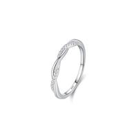 Dsnyu Anello in argento 925 da donna, fede nuziale, fascia di Möbius intrecciata, zirconia cubica rotonda, argento, 49, Zirconia cubica