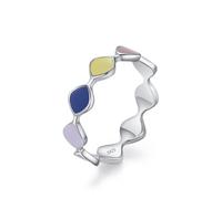 Dsnyu Anello in argento da donna 925, anello vintage colla colorata geometrica argento gioielli regalo per compleanno, 56.5, Senza Gemme