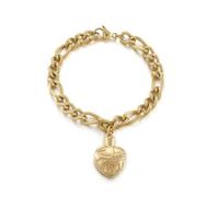 Dsnyu Bracciale a catena con cuore, per donne e amici, in acciaio inox, con ciondolo, gioiello argento/oro, regalo alla moda