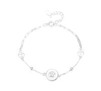Dsnyu Bracciale in argento 925, bracciale da donna, maglia a catena geometrica, argento, misura 16+3 cm