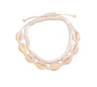 Dsnyu Cavigliera da donna, catena lunga bianca cremosa, doppia catena in conchiglie e perle