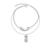 Dsnyu Cavigliera da donna in argento, lunga catena da spiaggia con ciondolo a forma di ananas, in lega