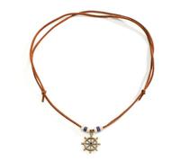 Dsnyu Collana da uomo, 90 cm, con ciondolo a forma di perla marrone con timone, elegante bigiotteria lunga, 90 cm, Senza Gemstone