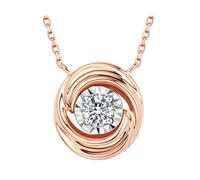 Dsnyu Collane da donna con ciondolo, collana lunga alla moda bianca con diamante cerchio, gioielli veri 9 K/14 K/18 carati oro rosa, 45 cm, Oro rosa 18 carati (750), Diamante
