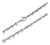 Dsnyu Collane da uomo da 1,6/2,2/2,9 mm, collana a catena rolò da 45-50 cm, collana in acciaio inossidabile argento per il padre, Acciaio inossidabile, Nessuna pietra preziosa
