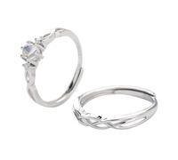 Dsnyu Coppia di anelli di fidanzamento in argento 925, anelli per coppie, set di gioielli in argento, misura regolabile, Verstellbar, Senza Gemstone