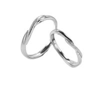 Dsnyu Coppia di anelli in argento 925, anelli per coppie, set di fidanzamenti, gioielli in argento, misura regolabile, Verstellbar, Senza Gemstone