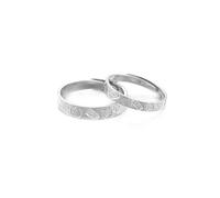 Dsnyu Coppia di anelli per partner in argento 925, coppia di anelli felici partner in argento, misura regolabile