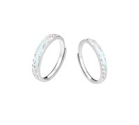Dsnyu Coppia regolabile in argento Sterling 925, anello di nozze coppia in argento con texture ossellata martellata a mano gioielli eleganti, Réglable, Senza Gemme
