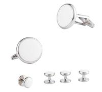Dsnyu Cufflinks Set da uomo, gemelli rotondi a forma di camicia da uomo, gioielli per compleanno e matrimonio, 18x18CM, Senza Gemstone