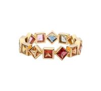 Dsnyu Eternity - Anello Eternity in oro giallo con zaffiro realizzato in laboratorio 9 K 14 K 18 carati in oro giallo, 65 (20.7), Oro giallo 14 carati (585), zaffiro da laboratorio