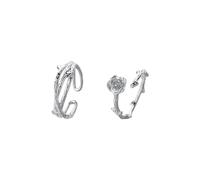 Dsnyu Fede di Fidanzamento Coppia, Fedi Coppia Argento Sterling 925 Spine e Rose Anello, Réglable, Senza Gemme