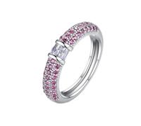 Dsnyu Fede nuziale da donna con zirconia cubica, anello di fidanzamento vintage rotondo con zirconia cubica, gioiello alla moda, P 1/2, Zirconia cubica