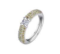 Dsnyu Fede nuziale da donna con zirconia cubica, anello di fidanzamento vintage rotondo con zirconia cubica, gioiello alla moda, R 1/2, Zirconia cubica