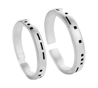 Dsnyu Fede nuziale in argento 925 coppia regolabile, anello matrimonio coppia argento il linguaggio segreto della schiuma, Réglable, Senza Gemme
