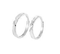 Dsnyu Fede nuziale in argento 925 coppia regolabile, anello nuziale coppia argento texture ossellata martellata a mano, Réglable, Senza Gemme