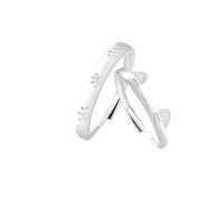 Dsnyu Fede nuziale in argento 925, coppia regolabile, coppia in argento con gatto e zampa, anello per matrimonio, Réglable, Senza Gemme
