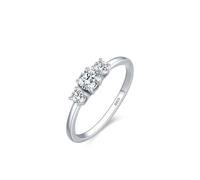 Dsnyu Fedi nuziali in argento 925, anello di fidanzamento per le donne elegante tristezza zirconi forma rotonda gioielli in argento, 12 (16,6), Zirconia cubica