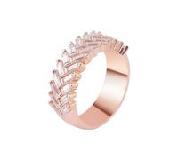 Dsnyu Fedi nuziali in oro rosa, fede nuziale da donna con lusso, a forma di foglia, moissanite rettangolare da 1,5 x 3 mm, 57 (18.1), Moissanite