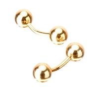 Dsnyu Gemelli da Polso Oro Pulsante Polsino Uomo Sfera A Due Teste Camicia Costume Gioielli per Matrimonio, 3.4x1CM, Senza Gemme