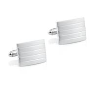 Dsnyu Gemelli in argento, bottone da polsino quadrato a righe tinta unita camicia costume uomo gioielli regalo per compleanno, 18.5x14CM, Senza Gemme