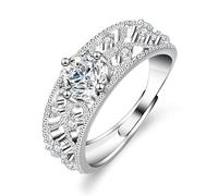 Dsnyu Moissanite - Anello da donna Eternity, con 4 gres, con moissanite da 0,8 ct 9 K/14 K/18 carati, oro bianco e argento, 65 (20.7), Oro bianco 18 carati (750), Moissanite