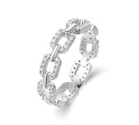 Dsnyu Moissanite - Anello da donna in oro bianco, con pietra a forma di catena con moissanite 0,45 ct, 9 K, 14 K, 18 carati, oro bianco, 62 (19.7), Platino 950, Moissanite