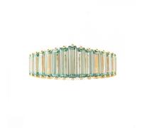 Dsnyu Moissanite Eternity, anello di fidanzamento vintage in oro giallo con lussuosa moissanite verde rettangolare per moglie madre, 20 (19,1), Moissanite