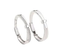 Dsnyu Partner Anelli Argento 925, Anelli per Coppie Un Legame Costruire Gioielli Argento Dimensione Regolabile, Verstellbar, Zirconia cubica