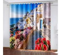 Dsnyu Set di 2 tende lunghe in poliestere, per esterni, colorate sul mare, 132 x 274 cm (larghezza x altezza)