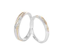 Dsnyu Set di anelli per partner in argento 925, per coppie, fidanzamento, stile elegante, in argento e oro, Verstellbar, Senza Gemstone