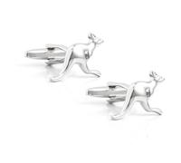 Dsnyu Set di gemelli in argento, per camicia da uomo a forma di canguro, accessori per smoking, gioielli da donna con scatola, 24x14CM, Nessuna pietra preziosa