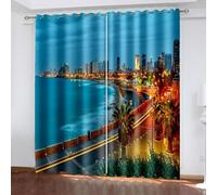 Dsnyu Tende oscuranti blu arancione poliestere tropicale decorazione città costiera set da 2 pezzi larghezza 132 x altezza 183 cm