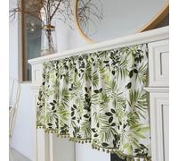 Dsnyu Tende oscuranti per camera da letto, tende per finestre, in poliestere e cotone, con motivo a foglie verdi e fiori bianchi, corte, 1 pannello con tasca per bastone, 129,5 x 89 cm (larghezza x