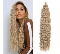 Dsoar Capelli a Torsione Profonda all'Uncinetto Onda d'Acqua Torsione Fasci di Capelli Sintetici Ricci Che Intrecciano l'Estensione dei Capelli Ombre, 22Inch 3 Packs