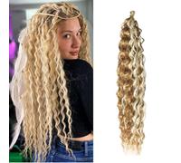 Dsoar Capelli da Intreccio a Onde Profonde Capelli Sintetici Ondulati con Riflessi Ricci per Trecce Fasci di Capelli a Onde Oceaniche 22 Pollici 3 Confezioni, 27/613#