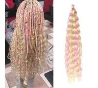 Dsoar Capelli da Intreccio a Onde Profonde Capelli Sintetici Ondulati con Riflessi Ricci per Trecce Fasci di Capelli a Onde Oceaniche 22 Pollici 3 Confezioni, 613/Pink