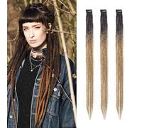 Dsoar Clip In Dreadlock Extensions 24 Inch 3PCS Fatto a Mano 0,6 cm Dreads Sintetico con Clip Morbido Crochet Loc Estensioni