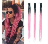 Dsoar Estensioni Dreadlock Sottili Clip in Dreads Dreads Fatti a Mano 3Pcs Crochet Loc Extensions 24 Inch/60 cm