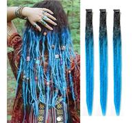 Dsoar Estensioni Dreadlock Sottili Clip in Dreads Dreads Fatti a Mano 3Pcs Crochet Loc Extensions 24 Inch/60 cm
