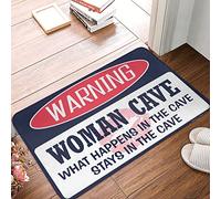 Dsoluuing Zerbini per ingresso esterno divertente avvertimento donna grotta cosa succede nella grotta soggiorni nella grotta tappeto decorazione camera da letto per uomini autunno zerbino esterno (dimensioni : 50 x 80 cm)